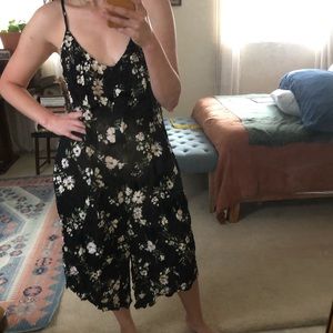Loose fitting floral jumpsuit